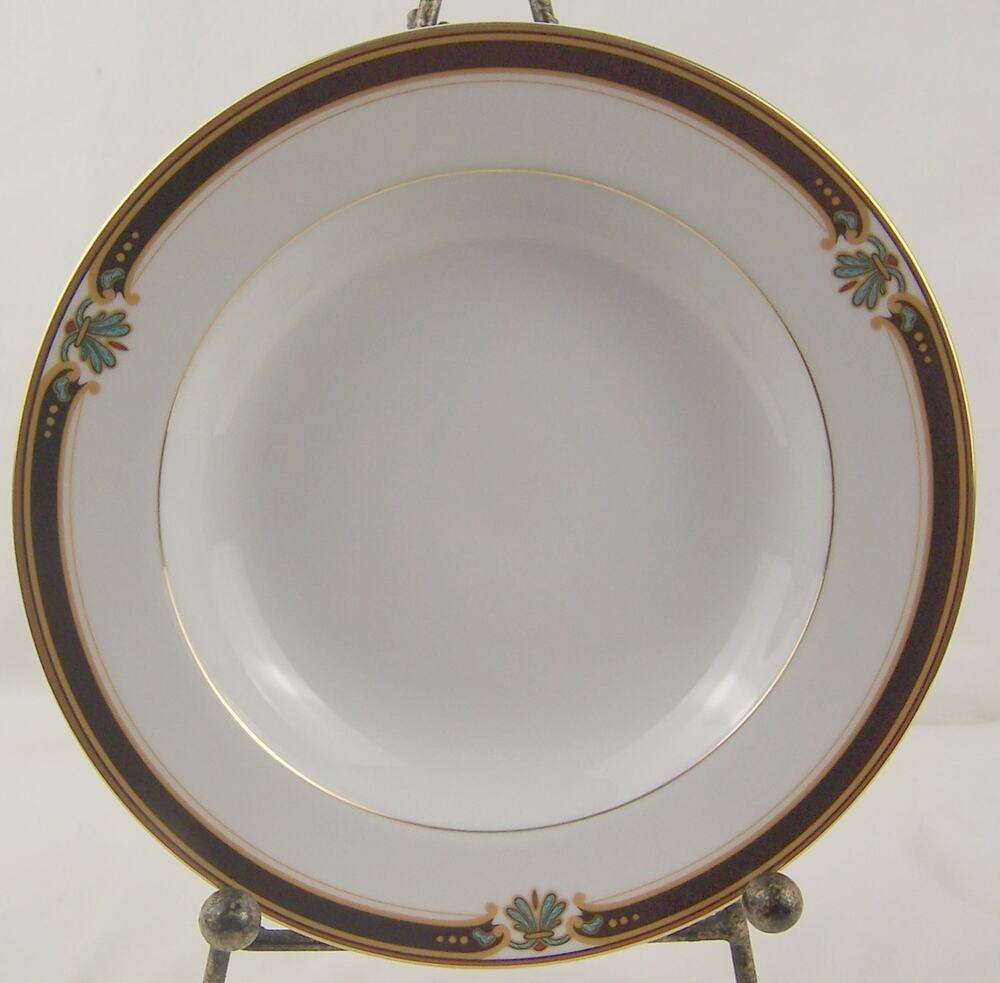 Gorham Strasbourg Rim Soup Bowl 8 5/8 Replacement Fine China Navy Gold Set of 3
